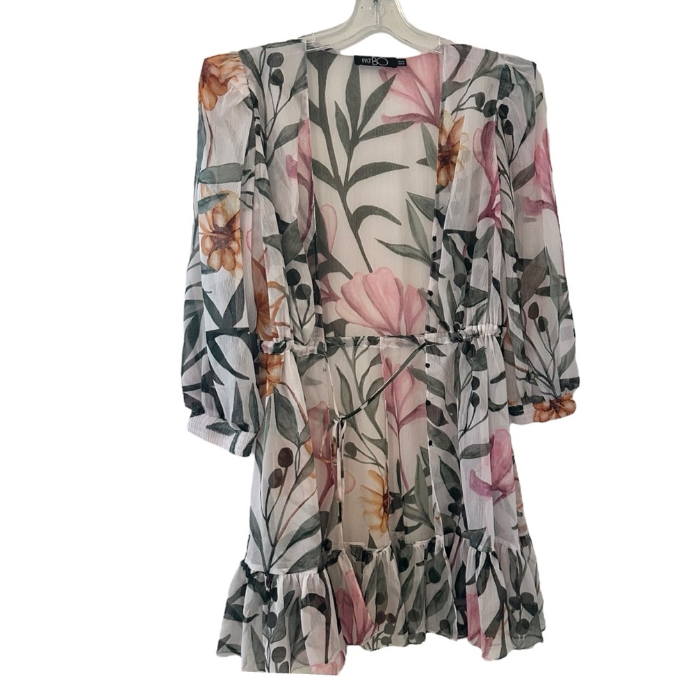 PatBO Women's Jasmin Short Robe Printed Swim Cover Mini Dress - M - Picture 6 of 10